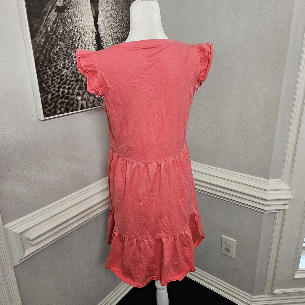 Kate Spade Trapeze Mini Dress Womens Pink Crew Neck Fairy Sleeve Tiers Large - Picture 7 of 10